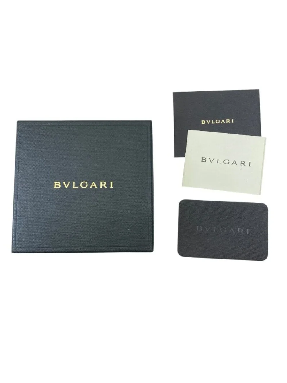 Bvlgari Logo Bifold Wallet Folding Billfold Gray Leather Black Business Compact